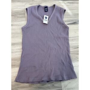 NWT GAP lavender ribbed V-neck stretch tank top size XL